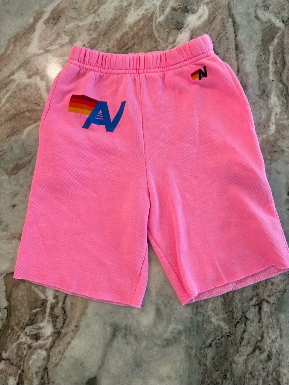 Aviator Nation Girls Sweatshorts Neon Pink Logo Shorts Size 10
